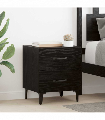 vidaXL Bed Cabinet Black oak 40 x 35 x 47.5 cm Engineered wood