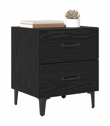 vidaXL Bed Cabinet Black oak 40 x 35 x 47.5 cm Engineered wood