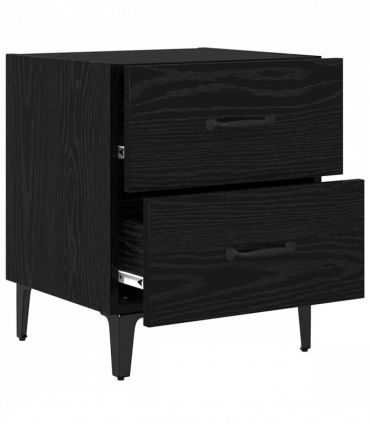 vidaXL Bed Cabinet Black oak 40 x 35 x 47.5 cm Engineered wood