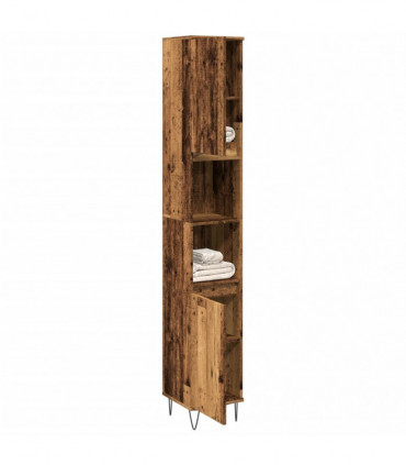 vidaXL Bathroom Cabinet Old Wood 30x30x190 cm Engineered Wood