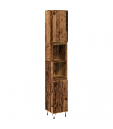 vidaXL Bathroom Cabinet Old Wood 30x30x190 cm Engineered Wood
