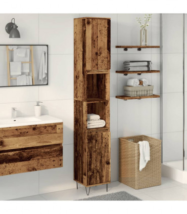 vidaXL Bathroom Cabinet Old Wood 30x30x190 cm Engineered Wood