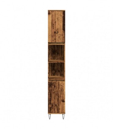 vidaXL Bathroom Cabinet Old Wood 30x30x190 cm Engineered Wood