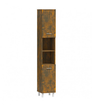 vidaXL Bathroom Cabinet Smoked Oak 30x30x179 cm Engineered Wood