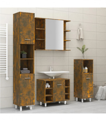 vidaXL Bathroom Cabinet Smoked Oak 30x30x179 cm Engineered Wood