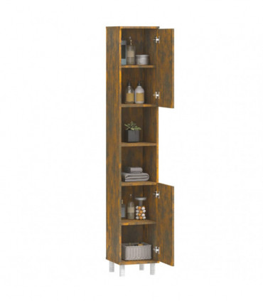 vidaXL Bathroom Cabinet Smoked Oak 30x30x179 cm Engineered Wood