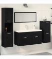 vidaXL Bathroom Furniture Set with Door 4 pcs Black 80 x 38.5 x 45 cm