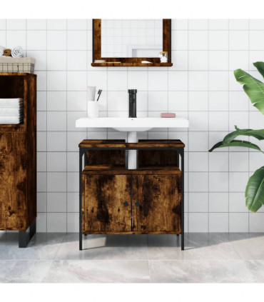 vidaXL Bathroom Sink Cabinet Smoked Oak 60x30x60 cm Engineered Wood