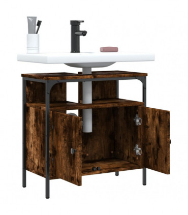 vidaXL Bathroom Sink Cabinet Smoked Oak 60x30x60 cm Engineered Wood