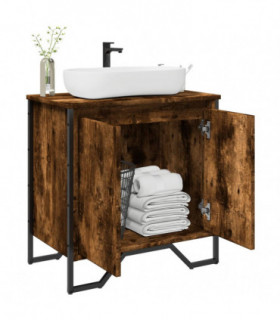 vidaXL Bathroom Sink Cabinet Smoked Oak 60x35x60 cm Engineered Wood