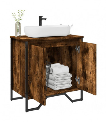 vidaXL Bathroom Sink Cabinet Smoked Oak 60x35x60 cm Engineered Wood