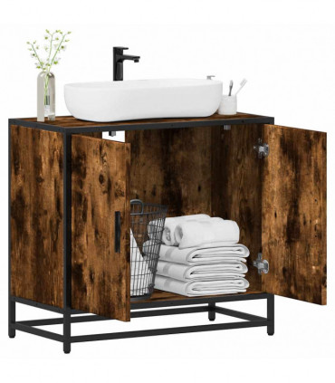 vidaXL Bathroom Sink Cabinet Smoked Oak 65x33x60 cm Engineered Wood