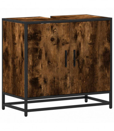 vidaXL Bathroom Sink Cabinet Smoked Oak 65x33x60 cm Engineered Wood