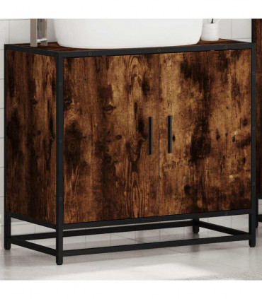 vidaXL Bathroom Sink Cabinet Smoked Oak 65x33x60 cm Engineered Wood