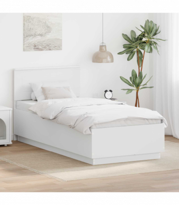 vidaXL Bed Frame with Headboard White 100 x 200 cm Engineered Wood