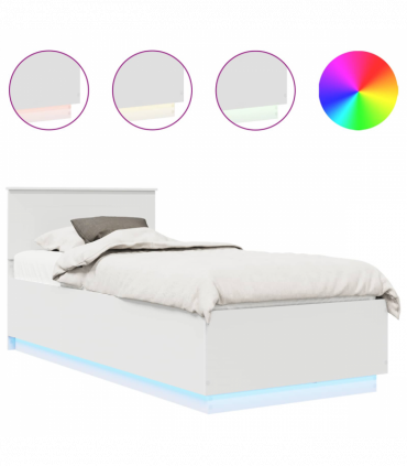 vidaXL Bed Frame with Headboard White 100 x 200 cm Engineered Wood