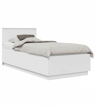 vidaXL Bed Frame with Headboard White 100 x 200 cm Engineered Wood