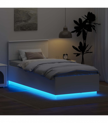 vidaXL Bed Frame with Headboard White 100 x 200 cm Engineered Wood