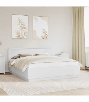 vidaXL Bed Frame with Headboard White 200 x 200 cm Engineered Wood