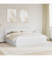 vidaXL Bed Frame with Headboard White 200 x 200 cm Engineered Wood