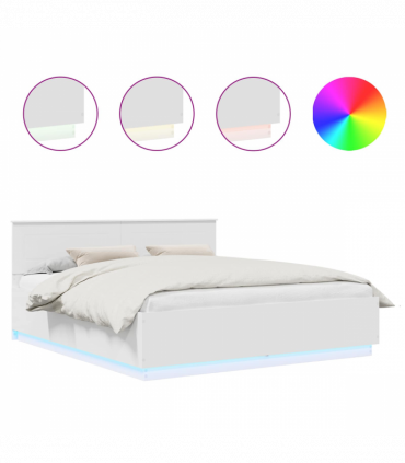 vidaXL Bed Frame with Headboard White 200 x 200 cm Engineered Wood