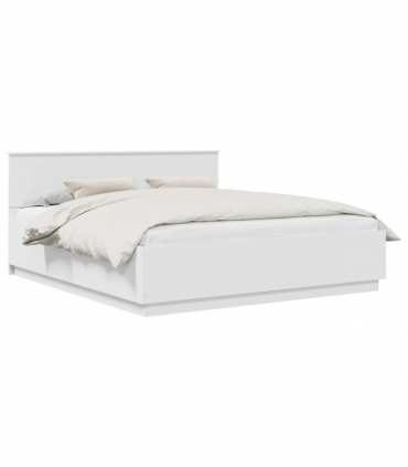 vidaXL Bed Frame with Headboard White 200 x 200 cm Engineered Wood