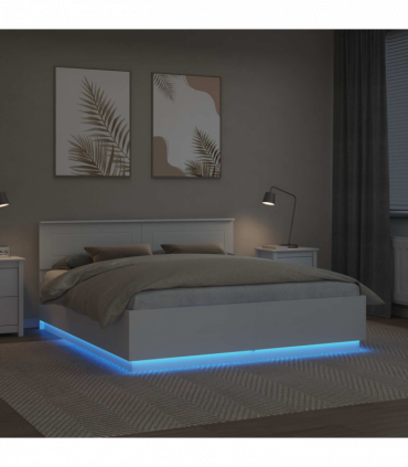 vidaXL Bed Frame with Headboard White 200 x 200 cm Engineered Wood