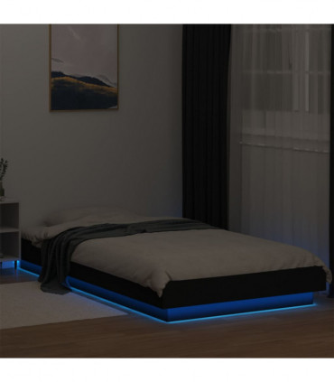 vidaXL Bed Frame with LED Lights Black 75x190cm Small Single Engineered Wood