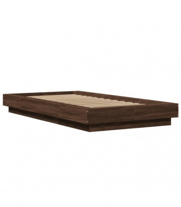 vidaXL Bed Frame with LED Lights Brown Oak 75x190cm Small Single Engineered Wood