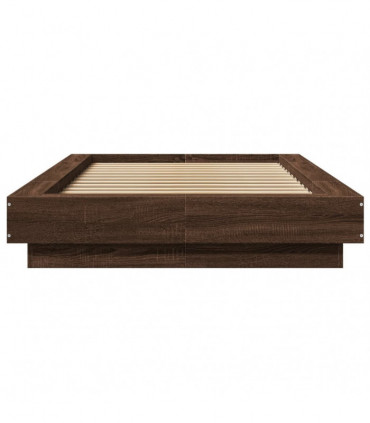 vidaXL Bed Frame with LED Lights Brown Oak 75x190cm Small Single Engineered Wood