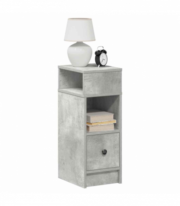 vidaXL Bedside Cabinet with Drawer Concrete Grey 25x31x66 cm
