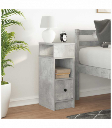 vidaXL Bedside Cabinet with Drawer Concrete Grey 25x31x66 cm