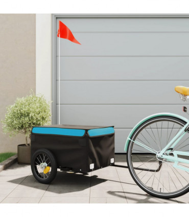 vidaXL Bike Trailer Black and Blue 30 kg Iron