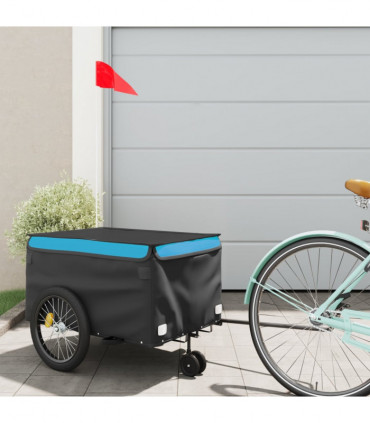 vidaXL Bike Trailer Black and Blue 30 kg Iron