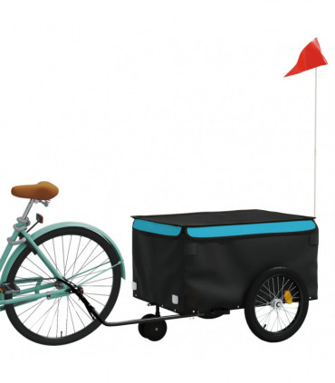 vidaXL Bike Trailer Black and Blue 30 kg Iron