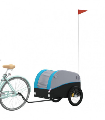vidaXL Bike Trailer Black and Blue 45 kg Iron
