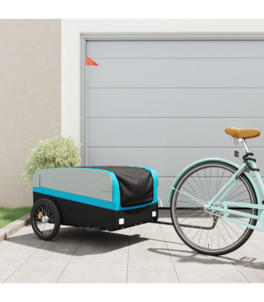 vidaXL Bike Trailer Black and Blue 45 kg Iron