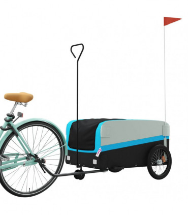 vidaXL Bike Trailer Black and Blue 45 kg Iron