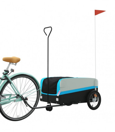 vidaXL Bike Trailer Black and Blue 45 kg Iron