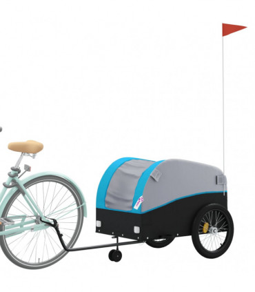 vidaXL Bike Trailer Black and Blue 45 kg Iron