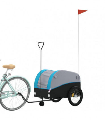 vidaXL Bike Trailer Black and Blue 45 kg Iron