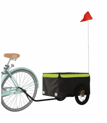 vidaXL Bike Trailer Black and Green 30 kg Iron