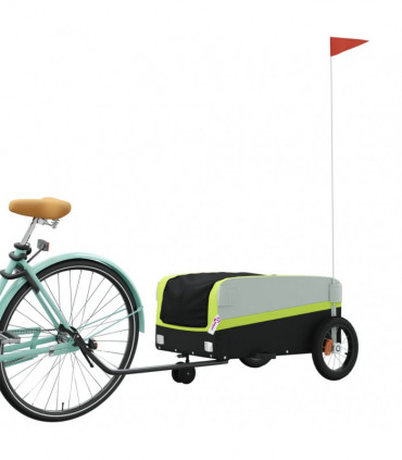 vidaXL Bike Trailer Black and Green 30 kg Iron