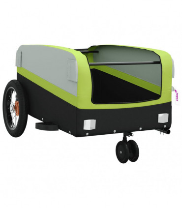 vidaXL Bike Trailer Black and Green 30 kg Iron