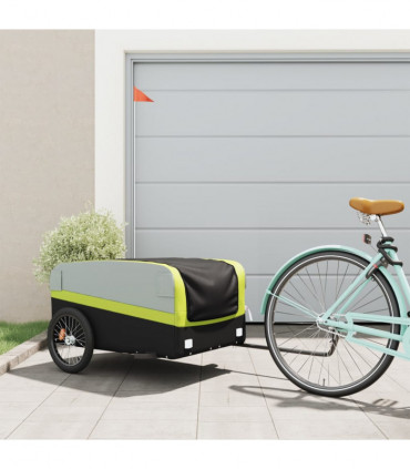 vidaXL Bike Trailer Black and Green 45 kg Iron