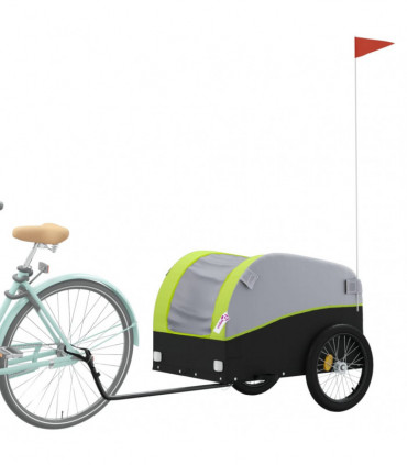 vidaXL Bike Trailer Black and Green 45 kg Iron