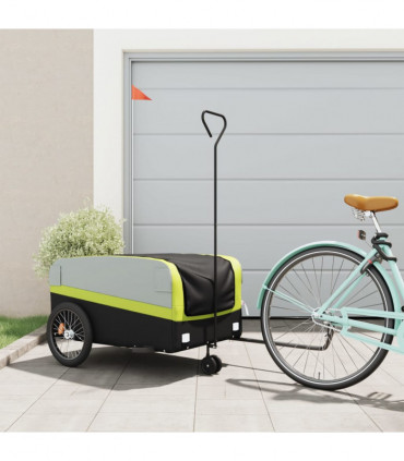 vidaXL Bike Trailer Black and Green 45 kg Iron