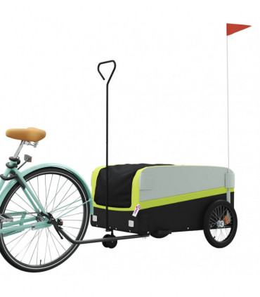 vidaXL Bike Trailer Black and Green 45 kg Iron