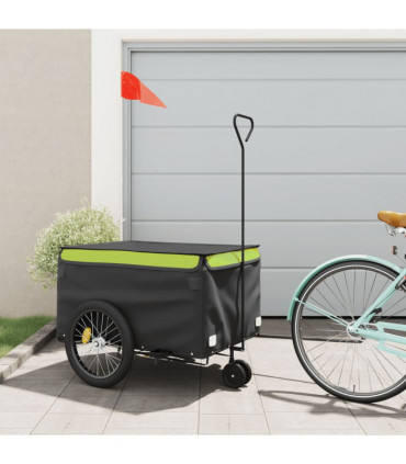 vidaXL Bike Trailer Black and Green 45 kg Iron