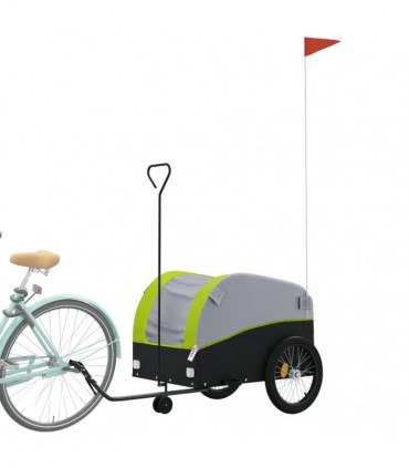 vidaXL Bike Trailer Black and Green 45 kg Iron